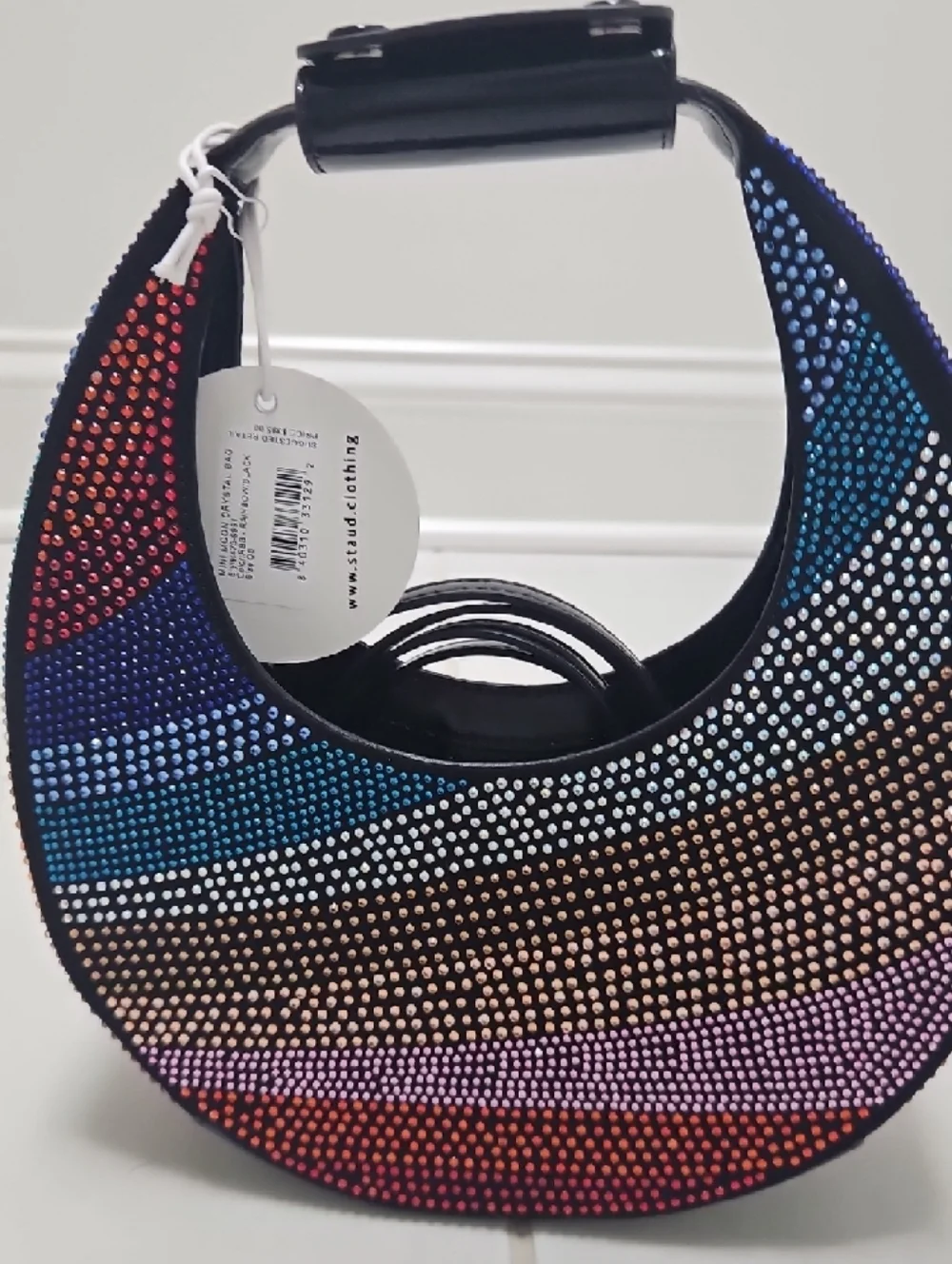 STAUD Multicolor Mini Moon Crystal Crescent Shoulder Bag - Picture 2 of 9
